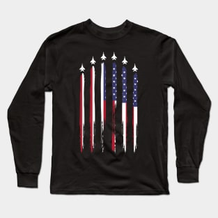 American Flag USA Airplane Jet Fighter 4th of July Patriotic T-Shirt Long Sleeve T-Shirt